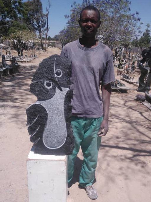 Happy Owl - Stone Sculptures Made of Springstone by Dereck Fombe | Zimbabwe