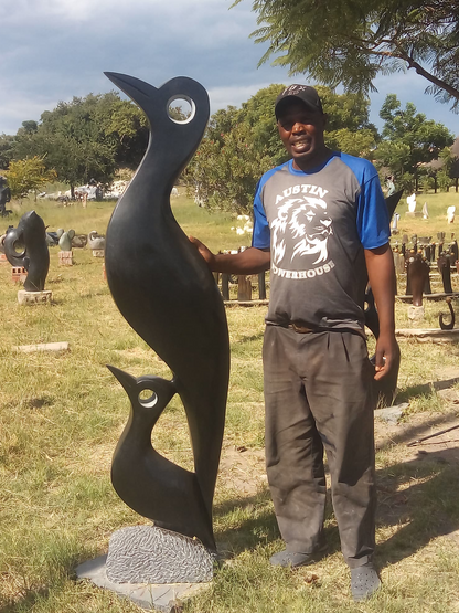 Mother's Love - Stone Sculpture Made of Springstone by Farai Nyakanyanza | Zimbabwe