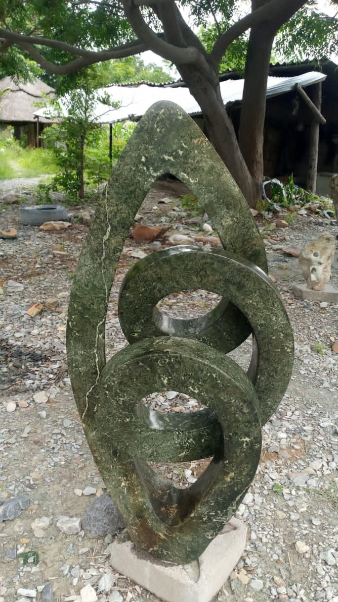 Duet - Stone Sculpture Made of Green Opal by Washington Matafi | Zimbabwe