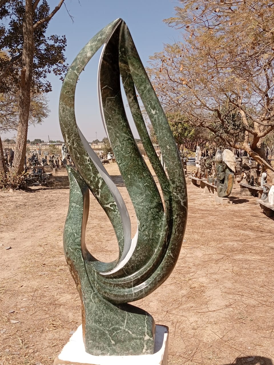 Rain Bird Abstract- Stone Sculpture Made of Green Opal Stone by Owen Mulungisi | Zimbabwe