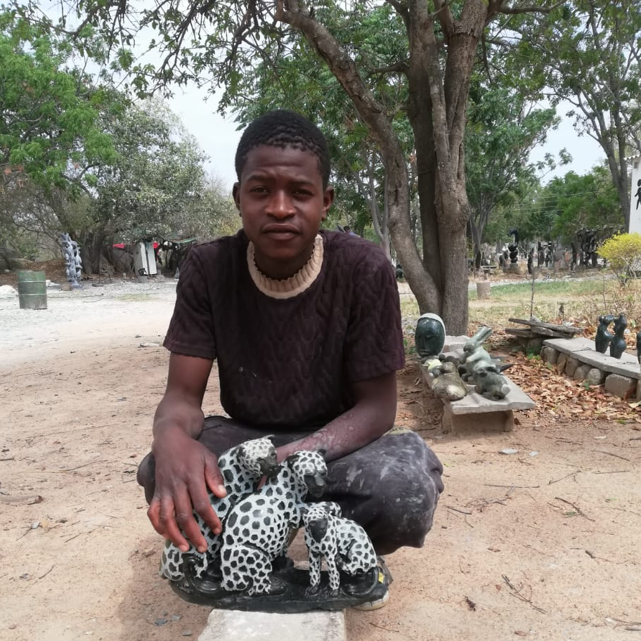 Leopard Alert - Stone Sculpture Made of Opal Stone by Taurai Maisiri | Zimbabwe