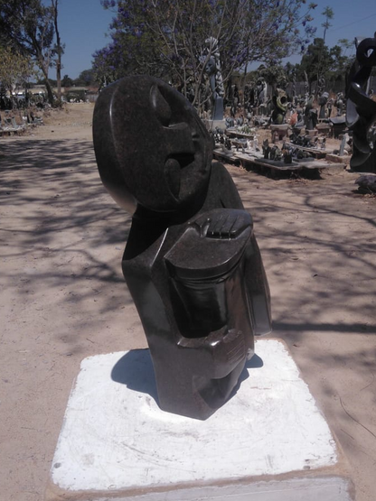 Passionate Drummer - Stone Sculpture Made of Serpentine Stone by Dereck Fombe | Zimbabwe