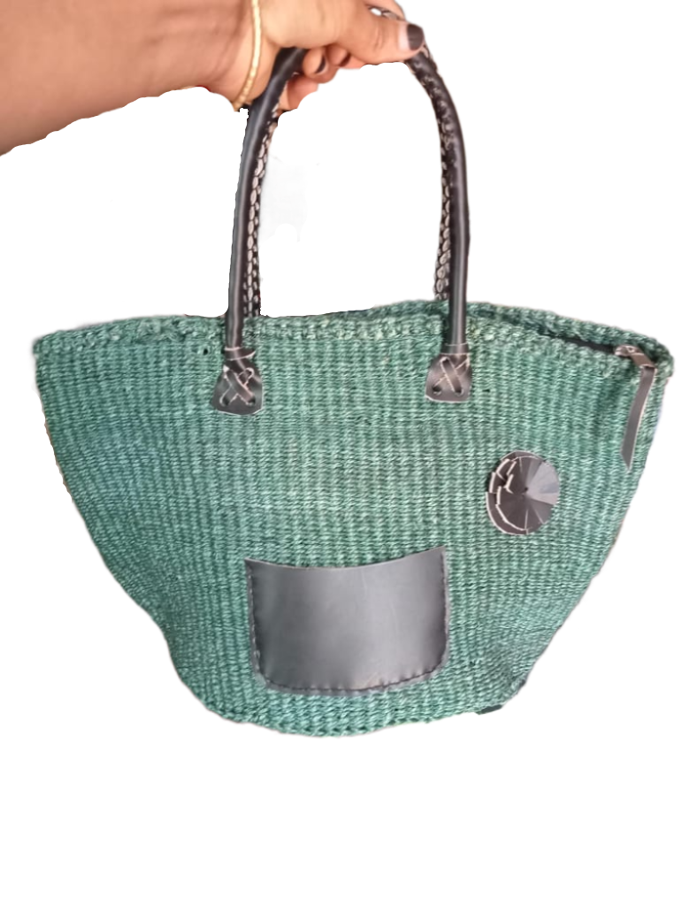 Basket Bags Handmade of 100% Natural Sisal Fiber & Leather| Kenya