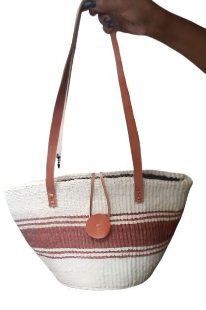 Basket Bags Handmade of 100% Natural Sisal Fiber & Leather| Kenya