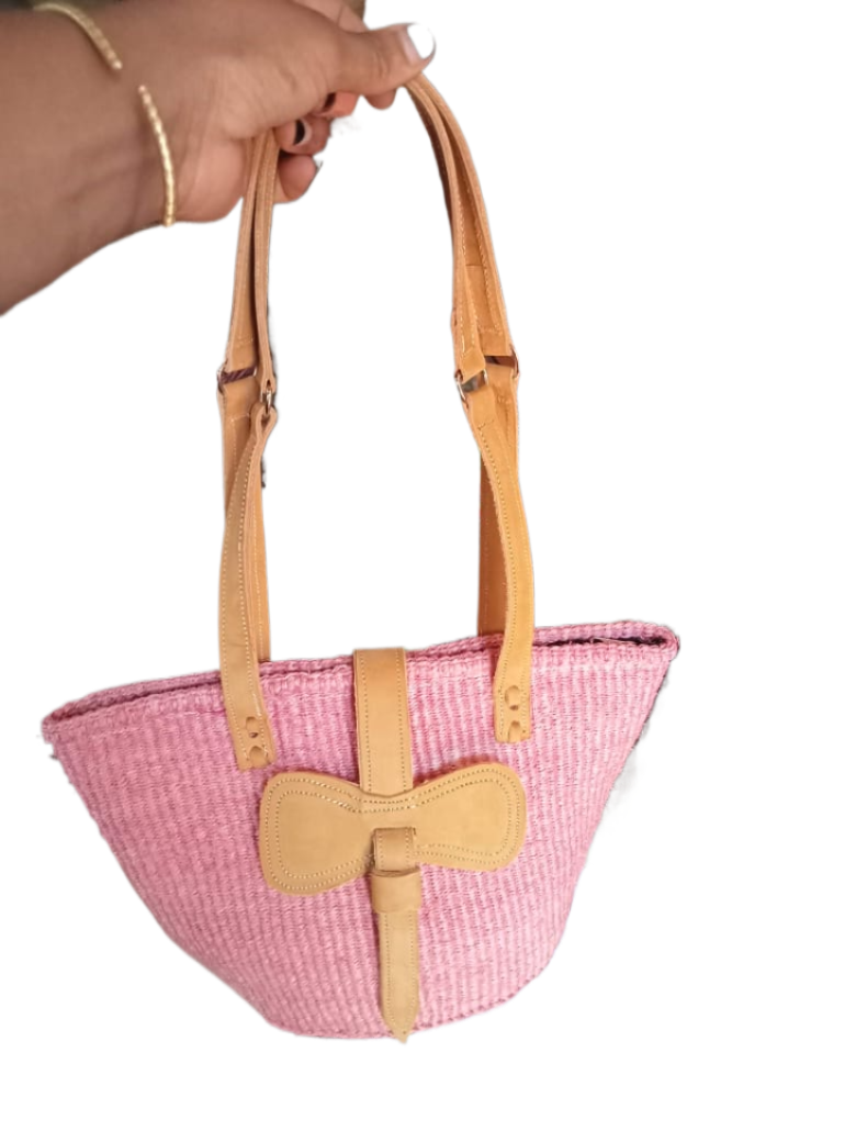 Basket Bags Handmade of 100% Natural Sisal Fiber & Leather| Kenya