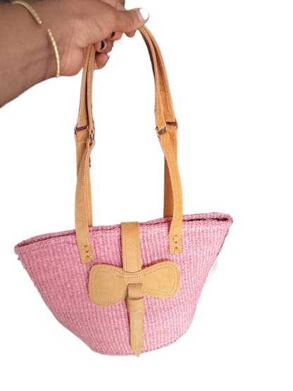 Basket Bags Handmade of 100% Natural Sisal Fiber & Leather| Kenya