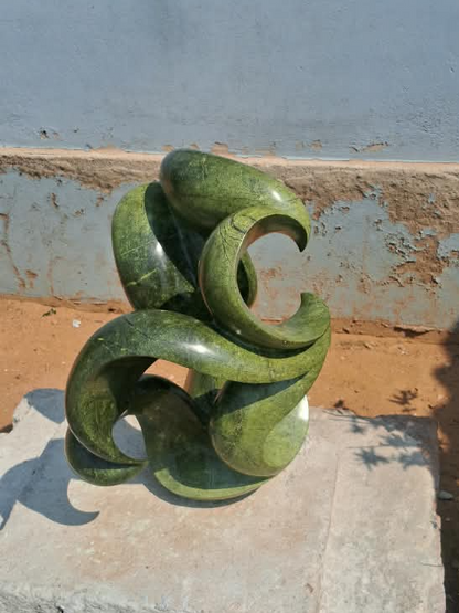 Green Enigma - Abstract Stone Sculpture Made of Avocado Stone by James Phiri | Zimbabwe