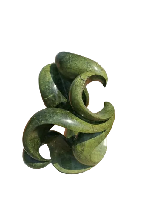 Green Enigma - Abstract Stone Sculpture Made of Avocado Stone by James Phiri | Zimbabwe