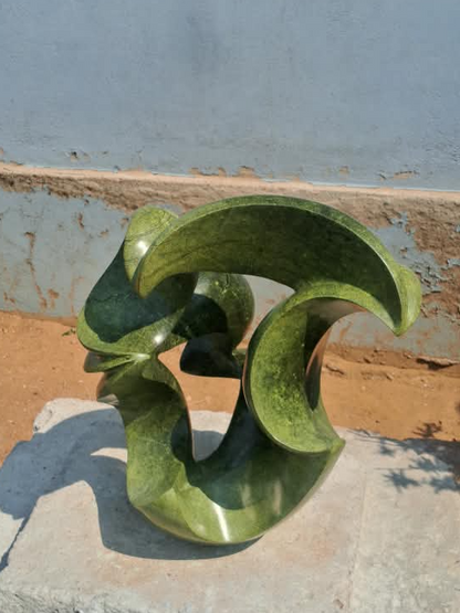 Green Enigma - Abstract Stone Sculpture Made of Avocado Stone by James Phiri | Zimbabwe