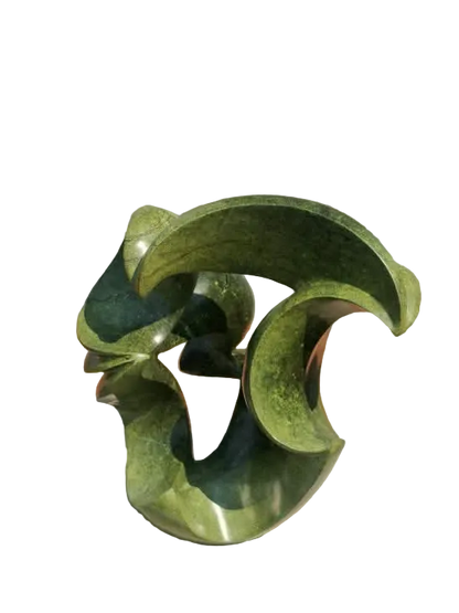 Green Enigma - Abstract Stone Sculpture Made of Avocado Stone by James Phiri | Zimbabwe