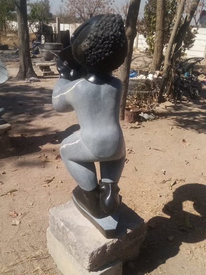 At Your Service - Stone Sculpture Made of Springstone by Jetro Zinyeka | Zimbabwe