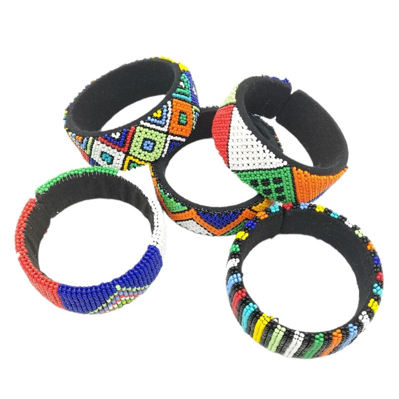 Thick Zulu Colours Hard Beaded Bangle | South Africa