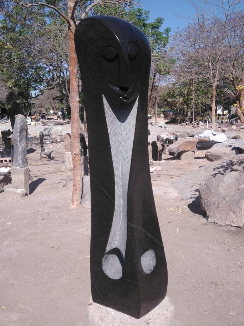 Resting Bachelor - Stone Sculpture Made of Springstone by Antony Masamba | Zimbabwe