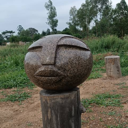 Ballhead - Stone Sculpture Made of Granite Stone by Addington Nyasoka | Zimbabwe
