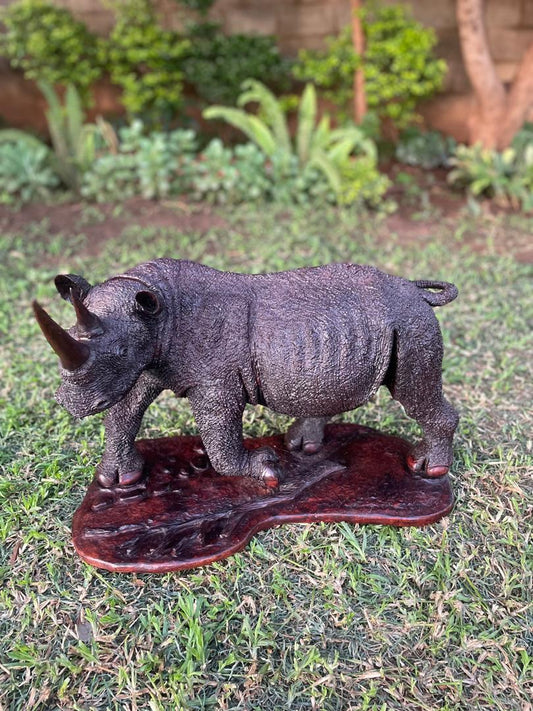 Big Rhino - Wooden Sculpture Made of Ironwood by Ntokozo Patson Sibanda | Zimbabwe