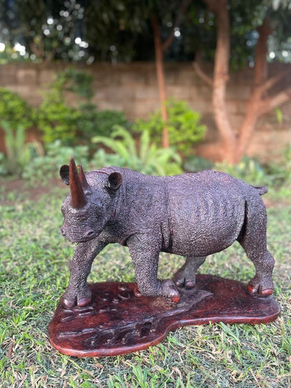 Big Rhino - Wooden Sculpture Made of Ironwood by Ntokozo Patson Sibanda | Zimbabwe