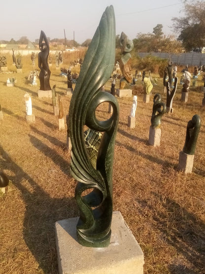 Blossom - Stone Sculpture Made of Green Opal by Farai Nyakanyanza | Zimbabwe