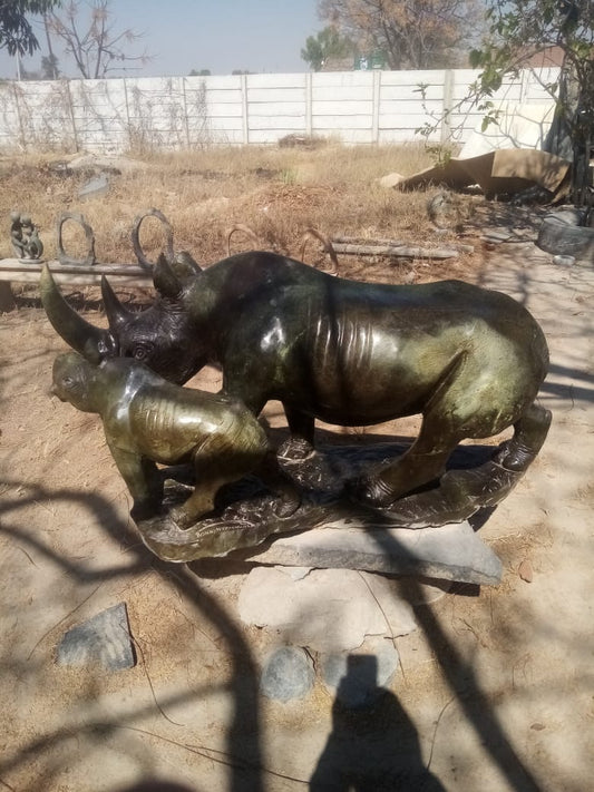 Mother and Child Bond - Stone Sculpture Made of Leopard Rock by Ronny Nyamhunga | Zimbabwe