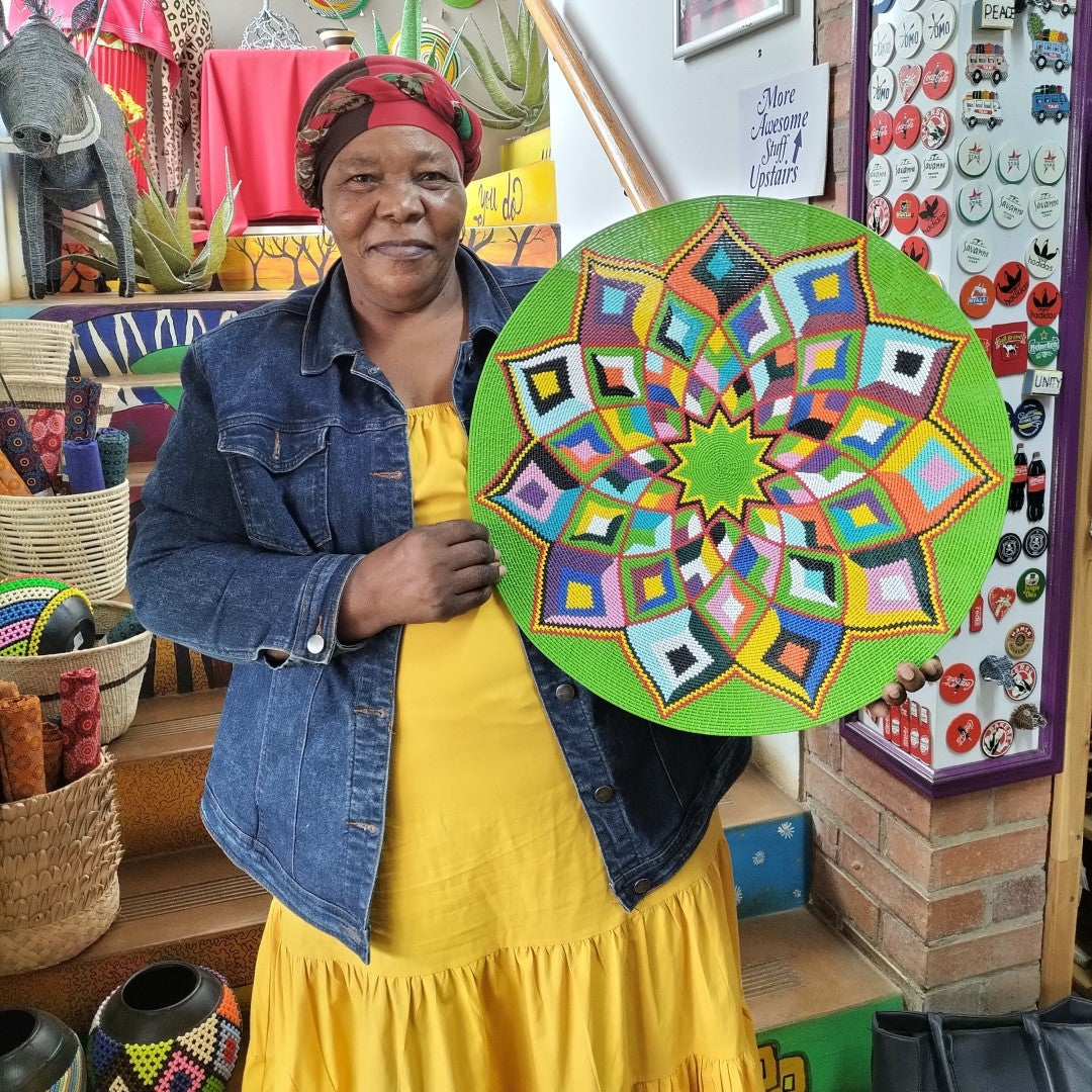 Green Geometric Hardwire Baskets by Busisiwe Mayise| South Africa