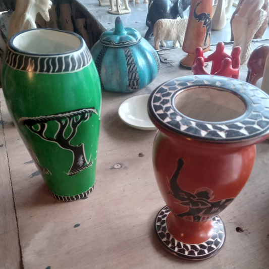 Flower Vases - Made of Soap Stone by Fred Anchao | Kenya