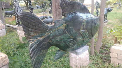 Carp Fish - Stone Sculpture Made of Cobalt Stone by Paul Masvikeni | Zimbabwe