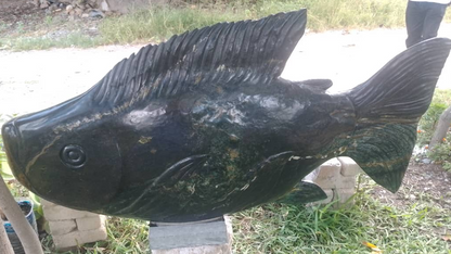 Carp Fish - Stone Sculpture Made of Cobalt Stone by Paul Masvikeni | Zimbabwe