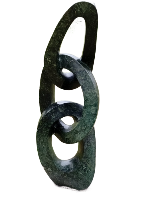 Chain of Life - Stone Sculpture Made of Green Opal Stone by Pheoleen Gandari | Zimbabwe