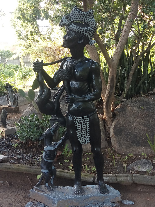 Hunter - Stone Sculpture Made of Springstone by Chango Chitoko | Zimbabwe