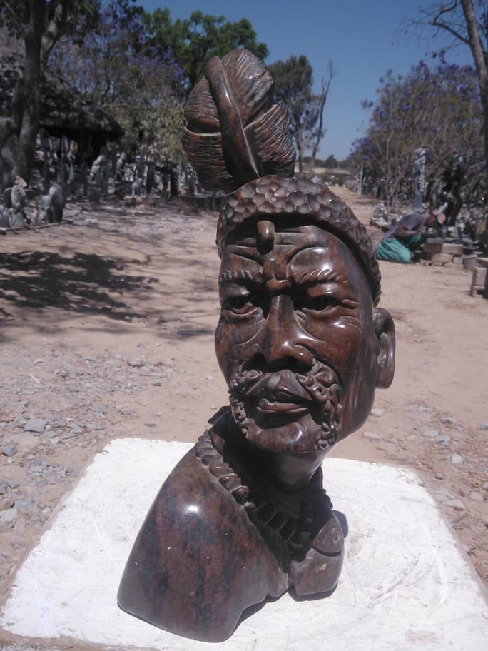 Chief - Stone Sculpture Made of Serpentine Stone by Rony Nyamhunga | Zimbabwe