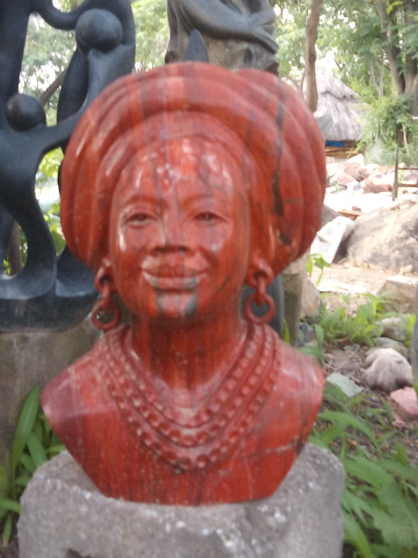 Mother of the Bride - Stone Sculpture Made of Red Jasper by Christopher Tigere | Zimbabwe