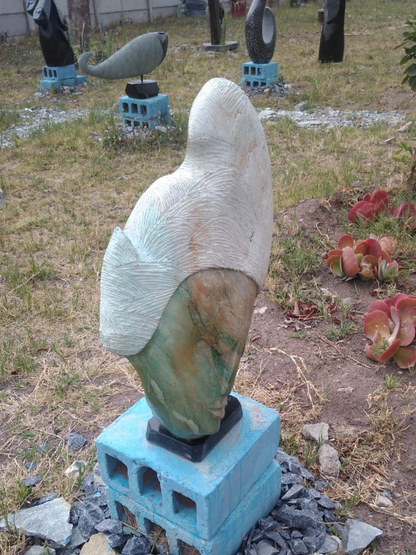 Crowning Glory - Stone Sculpture Made of Verdite Stone by Richard Mupumha | Zimbabwe