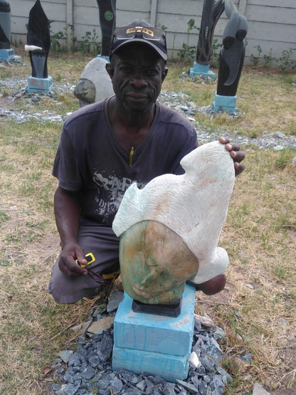 Crowning Glory - Stone Sculpture Made of Verdite Stone by Richard Mupumha | Zimbabwe