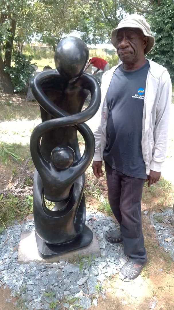 Dancing With My Mom - Stone Sculpture Made of Springstone by Paul Masvikeni | Zimbabwe