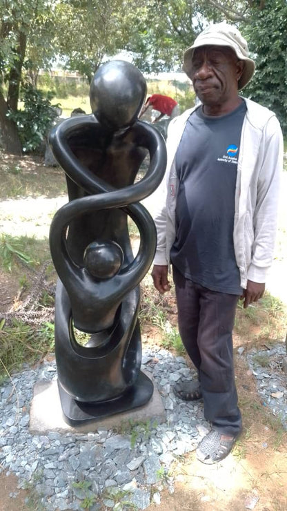 Dancing With My Mom - Stone Sculpture Made of Springstone by Paul Masvikeni | Zimbabwe