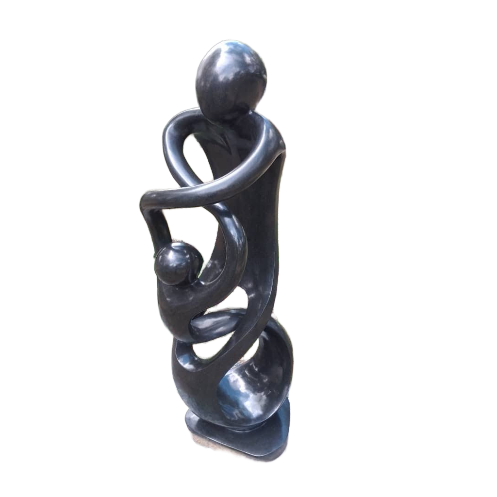 Dancing With My Mom - Stone Sculpture Made of Springstone by Paul Masvikeni | Zimbabwe