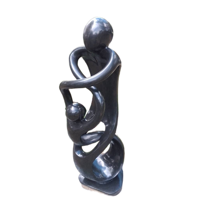 Dancing With My Mom - Stone Sculpture Made of Springstone by Paul Masvikeni | Zimbabwe