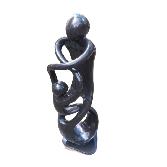 Dancing With My Mom - Stone Sculpture Made of Springstone by Paul Masvikeni | Zimbabwe