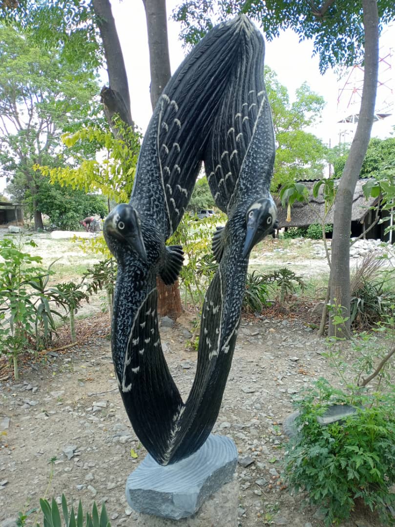 Dancing Couple - Stone Sculpture Made of Springstone by Shepherd Deve | Zimbabwe