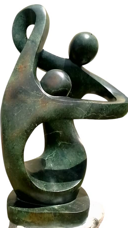 Dancing Time - Stone Sculpture Made of Green Opal by Givemore Mashaya | Zimbabwe