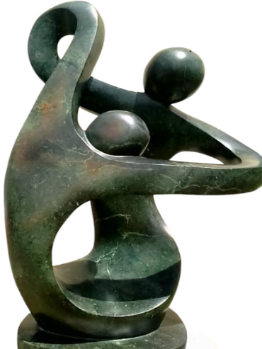 Dancing Time - Stone Sculpture Made of Green Opal by Givemore Mashaya | Zimbabwe