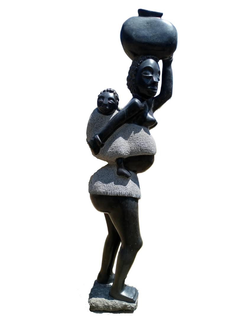 Village Woman Springstone Sculpture by Derek Fombe Zimbabwe
