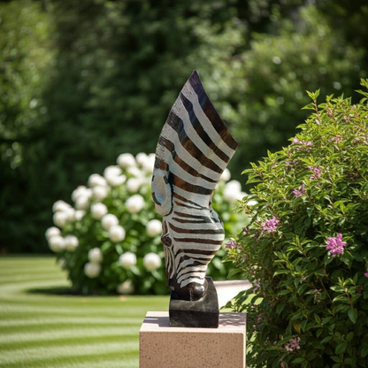Drinking Zebra - Stone Sculpture Made of Springstone by Teremayi Maisiri | Zimbabwe