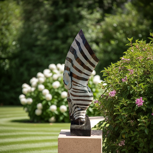 Drinking Zebra - Stone Sculpture Made of Springstone by Teremayi Maisiri | Zimbabwe