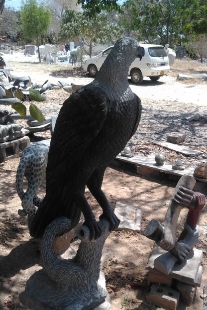 Majestic Eagle - Stone Sculpture Made of Springstone by Dickson Shinga | Zimbabwe