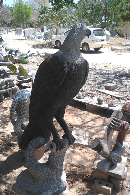 Majestic Eagle - Stone Sculpture Made of Springstone by Dickson Shinga | Zimbabwe