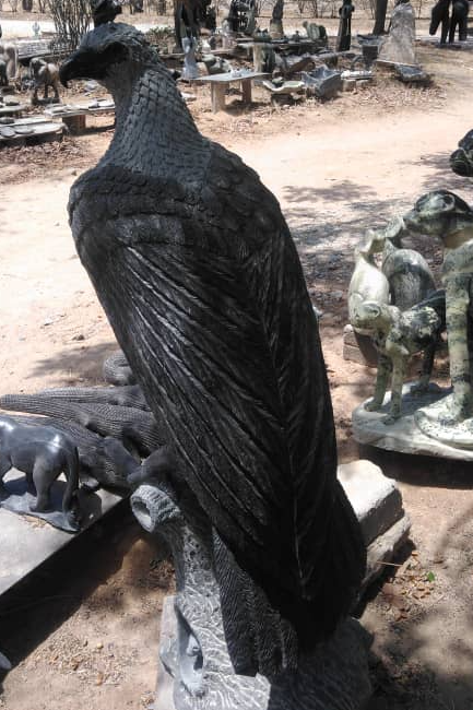 Majestic Eagle - Stone Sculpture Made of Springstone by Dickson Shinga | Zimbabwe