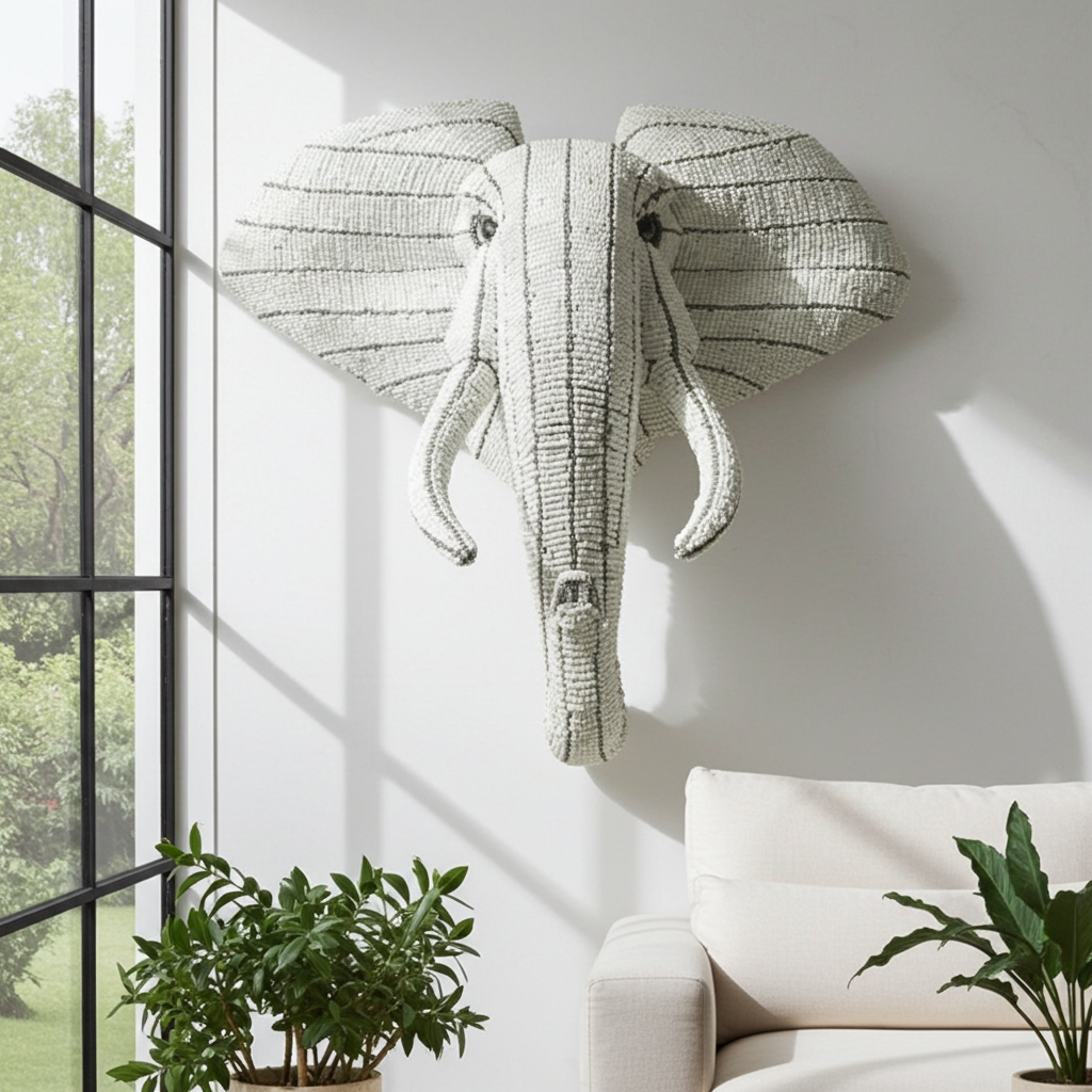 Elephant Head: Handmade of Hard Wire & Beads by Tadiwa Muchemwa | Zimbabwe