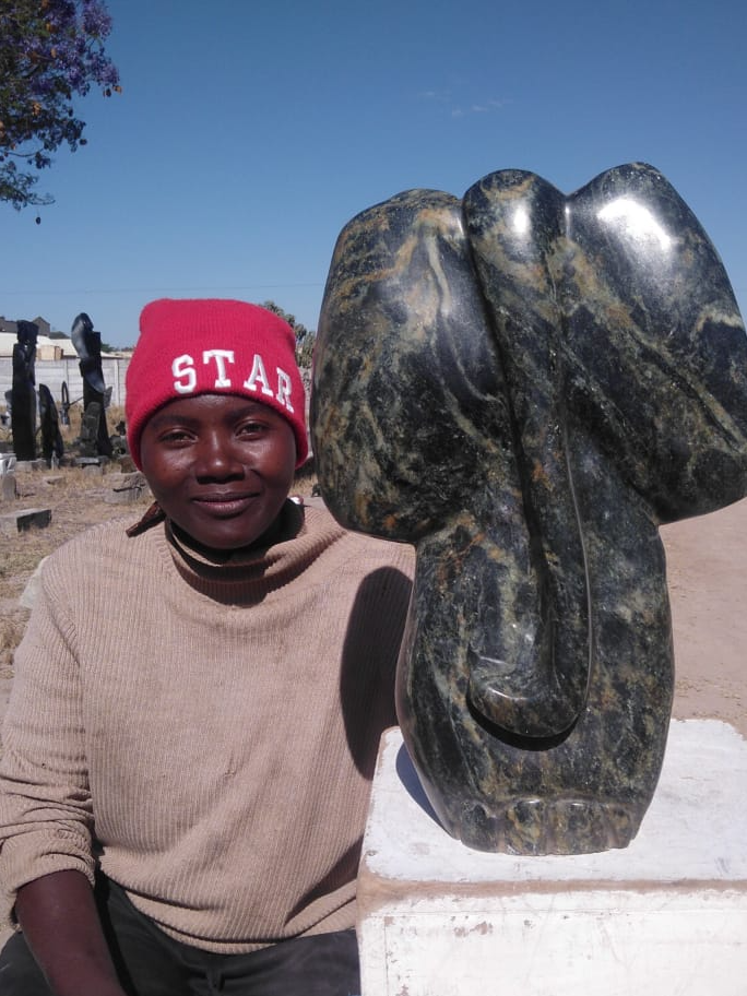 Elephant - Stone Sculpture Made of Serpentine Stone by Pelagia Nkiwane | Zimbabwe