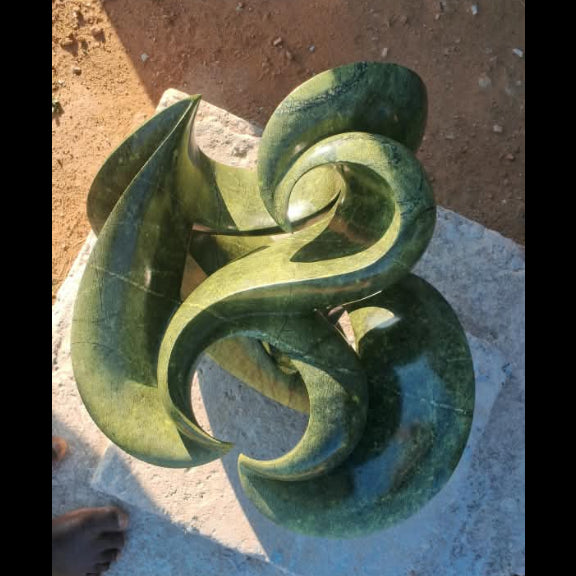 Elephant Flower- Abstract Stone Sculpture Made of Avocado Stone by James Phiri | Zimbabwe