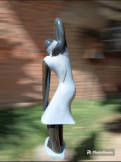 Exotic Dancer - Stone Sculpture Made of Springstone by Tawanda Mashaya | Zimbabwe